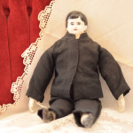 #8 (boy doll with black outfit) – 13 inches, with painted black shoes
